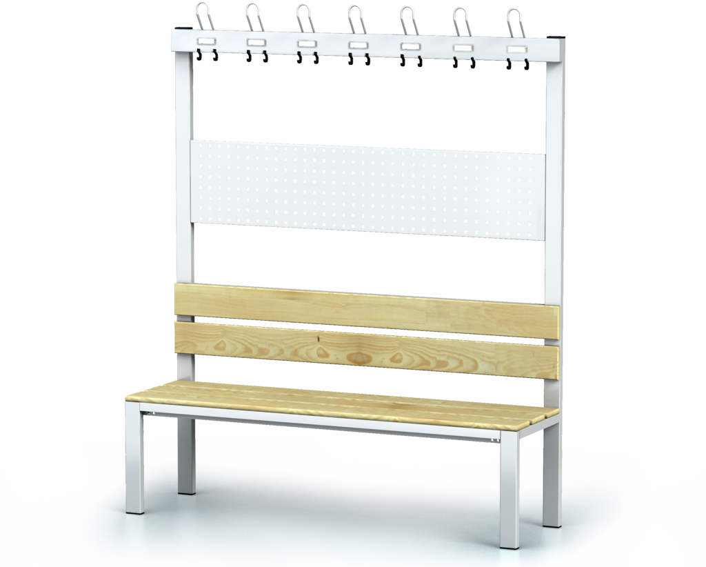 Benches with backrest and racks, spruce sticks -  basic version 1800 x 1500 x 430